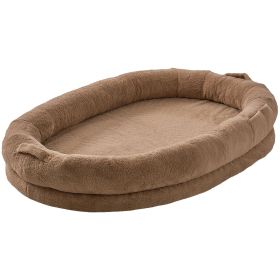 VEVOR Human Dog Bed, 72" x48"x10" Human Dog Bed for Adult, Human Size Dog Bed with Washable Faux Rabbit Fur Cover, Egg Orthopedic Foam, Storage P